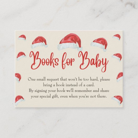 Santa Hat Christmas Baby shower boeken voor Baby Informatiekaartje (Voorkant)