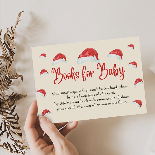 Santa Hat Christmas Baby shower boeken voor Baby Informatiekaartje