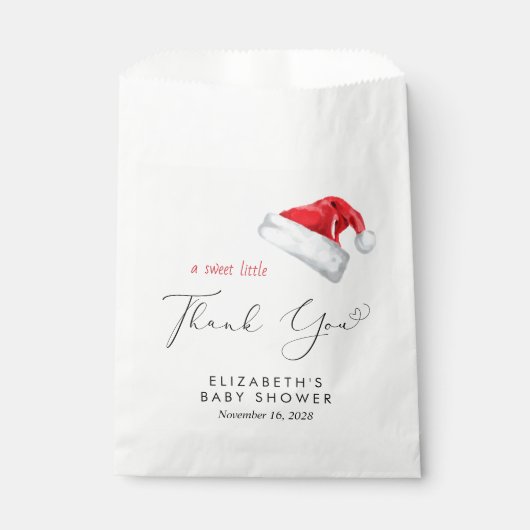Santa Hat Christmas Baby shower Dank u Bedankzakje (Voorkant)
