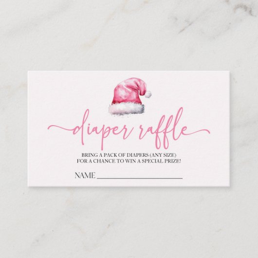 Santa Hat Christmas Baby shower Luier Raffle Informatiekaartje (Voorkant)