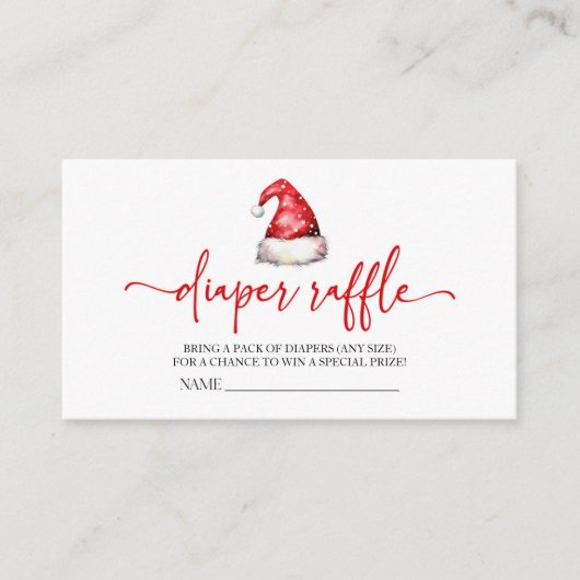 Santa Hat Christmas Baby shower Luier Raffle Informatiekaartje (Voorkant)