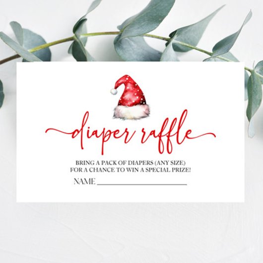 Santa Hat Christmas Baby shower Luier Raffle Informatiekaartje