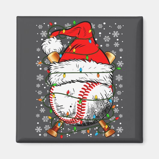 Santa Hat Christmas Baseball Player Srts For Men B Magneet (Voorkant)