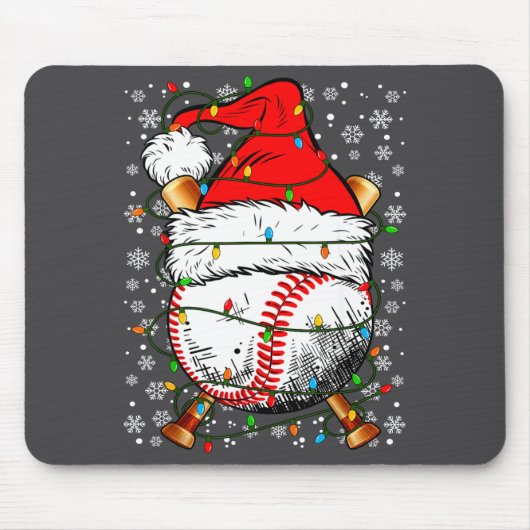 Santa Hat Christmas Baseball Player Srts For Men B Muismat (Voorkant)