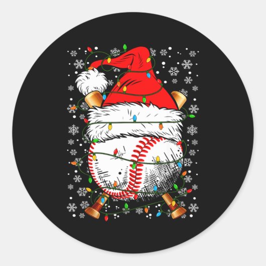 Santa Hat Christmas Baseball Player Srts For Men B Ronde Sticker (Voorkant)