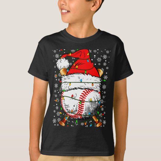 Santa Hat Christmas Baseball Player Srts For Men B T-shirt (Voorkant)