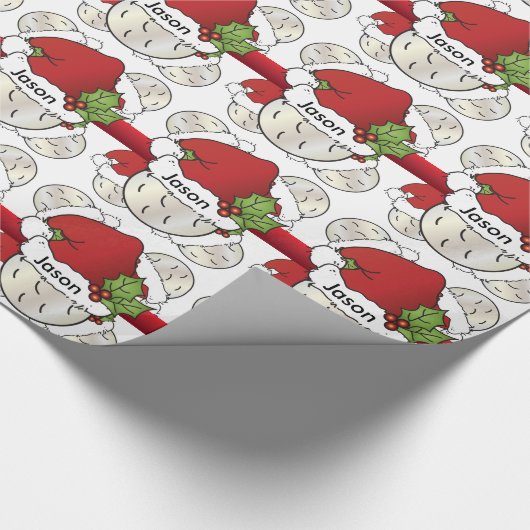 Santa Hat Christmas Golf Ball | DIY-naam Cadeaupapier (Hoek)