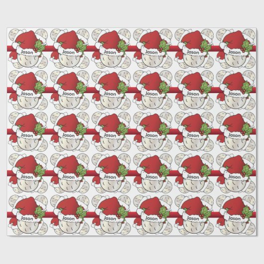 Santa Hat Christmas Golf Ball | DIY-naam Cadeaupapier (Vlak)