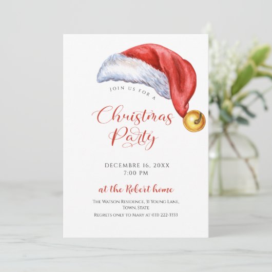  Santa Hat Christmas Holiday Party Kaart (Staand voorkant)