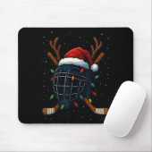 Santa Hat Christmas Ice Hockey Helmet Player Reind Muismat (Met muis)