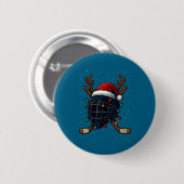 Santa Hat Christmas Ice Hockey Helmet Player Reind Ronde Button 5,7 Cm (Voorkant /achterkant)