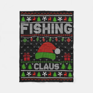 Santa Hat Christmas Light Fishing Claus Ugly Xmas  Fleece Deken