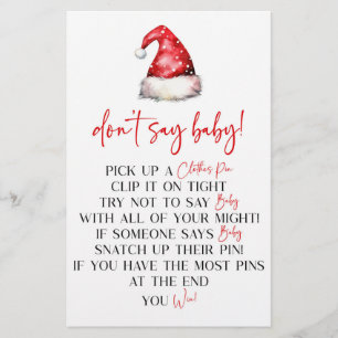 Santa Hat Christmas Niet Say Baby shower Spel Briefpapier