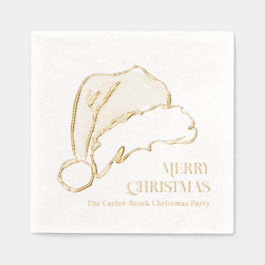 Santa Hat Christmas Sketch Illustratie Folie Servetten (Voorkant)