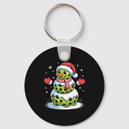 Santa Hat Ckleball Snowman Christmas Men Women Kid Sleutelhanger (Voorkant)