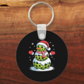Santa Hat Ckleball Snowman Christmas Men Women Kid Sleutelhanger (Voorkant)