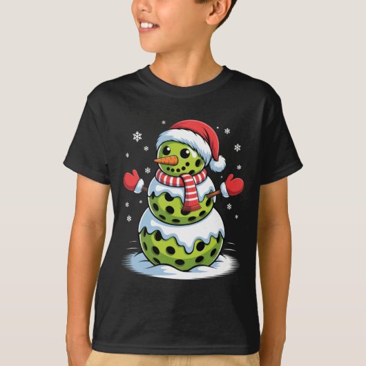 Santa Hat Ckleball Snowman Christmas Men Women Kid T-shirt (Voorkant)