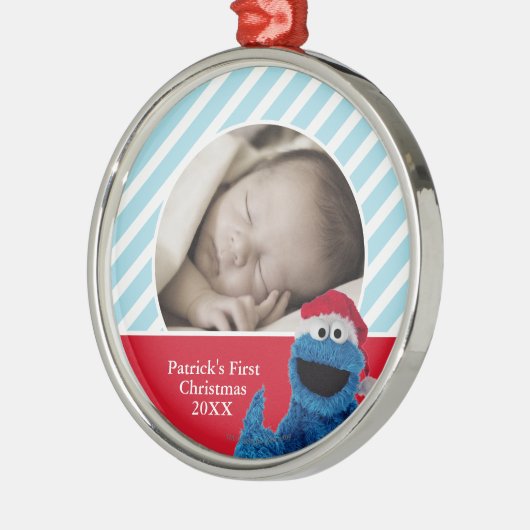 Santa Hat Cookie Monster | Jouw namen toevoegen Metalen Ornament (Links)