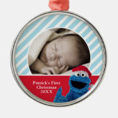 Santa Hat Cookie Monster | Jouw namen toevoegen Metalen Ornament (Voorkant)