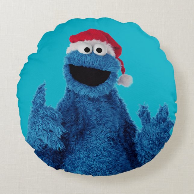 Santa Hat Cookie Rond Kussen (Voorkant)