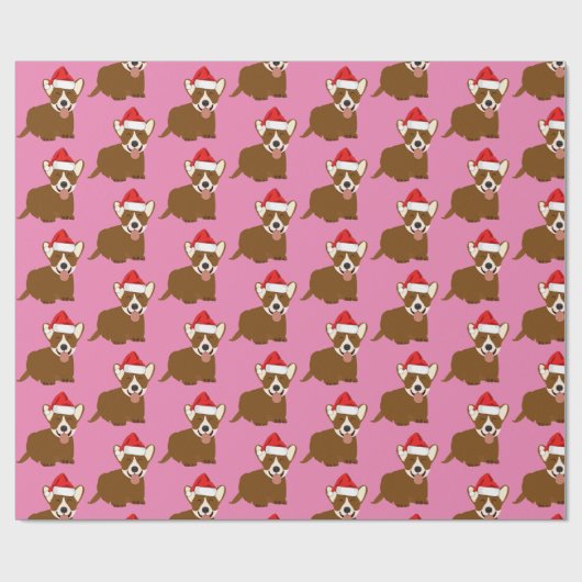 Santa Hat Corgi Cadeaupapier (Vlak)