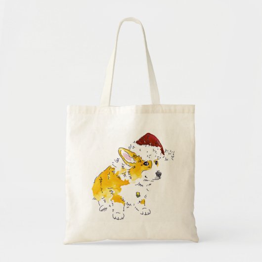 Santa Hat Corgi Canvas tas (Voorkant)