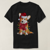 Santa Hat Corgi Dog Kerstpyjama Mannen PJ  T-shirt (Design voorkant)