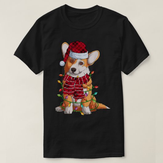 Santa Hat Corgi Dog Kerstpyjama Mannen PJ T-shirt (Design voorkant)