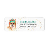 Santa Hat Corgi Dog kerstretour-adres Etiket (Voorkant)