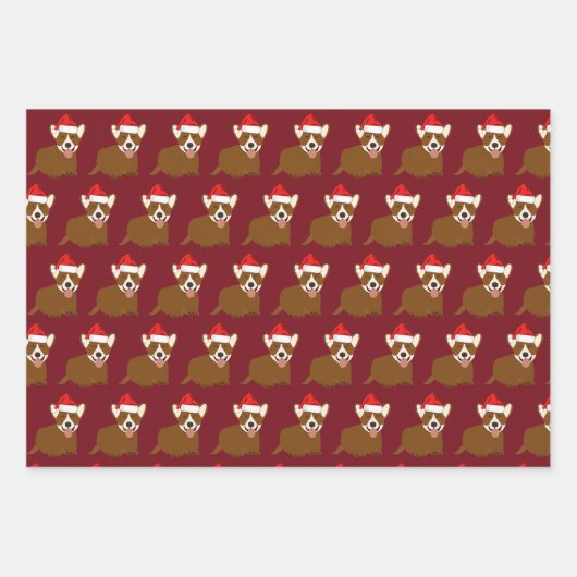 Santa Hat Corgi Inpakpapier Vel (Voorkant 3)