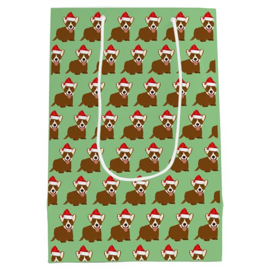 Santa Hat Corgi Medium Cadeauzakje (Achterkant)