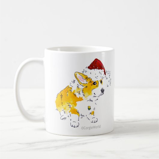 Santa Hat Corgi Mok (Links)