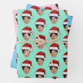 Santa Hat Custom Face Photo Christmas Gift Inpakpapier Vel (In situ)