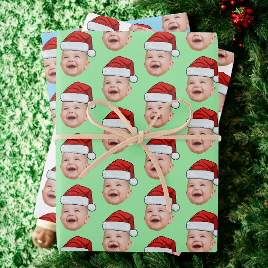 Santa Hat Custom Face Photo Christmas Inpakpapier Vel