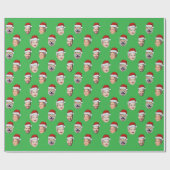 Santa Hat Custom Family Face 4 Foto's Kerstmis Cadeaupapier (Vlak)