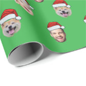 Santa Hat Custom Family Face 4 Foto's Kerstmis Cadeaupapier (Rol Hoek)