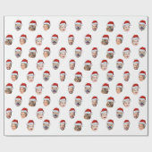 Santa Hat Custom Family Face 5 Foto's Kerstmis Cadeaupapier (Vlak)