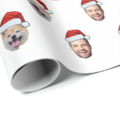 Santa Hat Custom Family Face 5 Foto's Kerstmis Cadeaupapier (Rol Hoek)