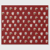 Santa Hat Custom Family Face 5 Foto's Kerstmis Cadeaupapier (Vlak)