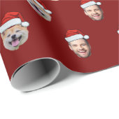 Santa Hat Custom Family Face 5 Foto's Kerstmis Cadeaupapier (Rol Hoek)