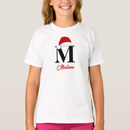 Santa Hat Custom Monogram Familie Kerstmis T-shirt