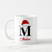 Santa Hat Custom Monogram Red Script Christmas Koffiemok (Links)