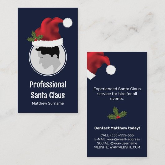Santa Hat Custom Photo Template Professional Visitekaartje (Voorkant / Achterkant)