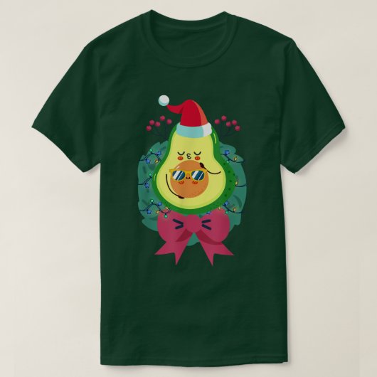 Santa Hat Cute Avocado Tropical Summer Kerstmis I T-shirt (Design voorkant)