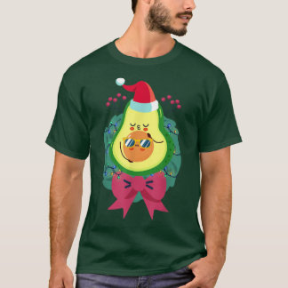 Santa Hat Cute Avocado Tropical Summer Kerstmis I T-shirt