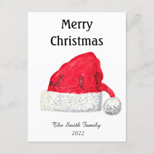 Santa Hat Cute Winter Kerstretro  Briefkaart