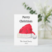 Santa Hat Cute Winter Kerstretro Briefkaart (Staand voorkant)