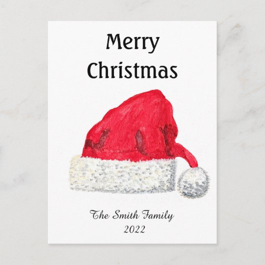 Santa Hat Cute Winter Kerstretro Briefkaart (Voorkant)