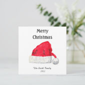 Santa Hat Cute Winter Kerstretro Kaart (Staand voorkant)