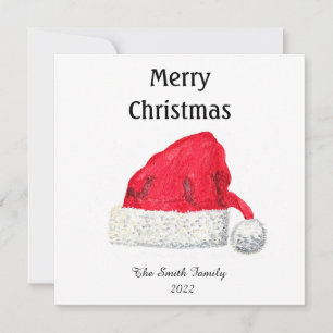 Santa Hat Cute Winter Kerstretro  Kaart